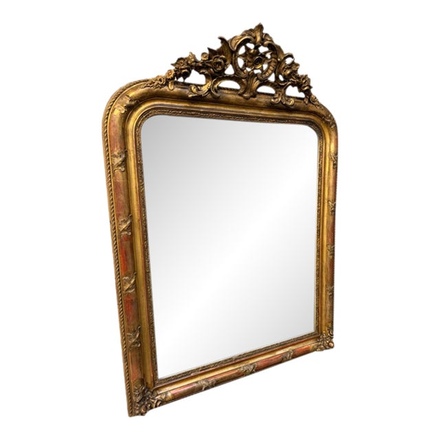 19th Century French Louis Philippe Giltwood Mirror, Circa 1850 For Sale