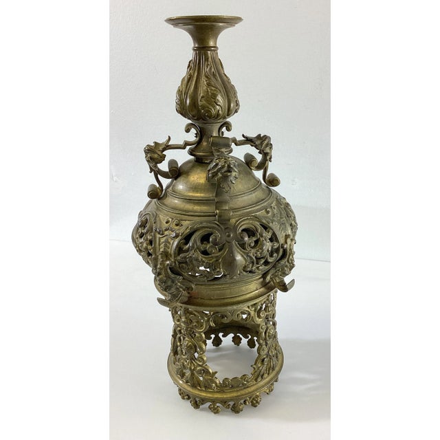Late 19th Century 19th Century Gilt Brass or Bronze Pendant Style Light Fixture Candle Holder For Sale - Image 5 of 12