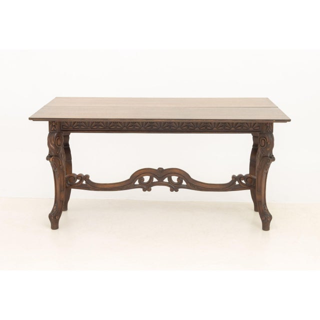 Rococo Style Walnut Extending Trestle Table For Sale - Image 11 of 11