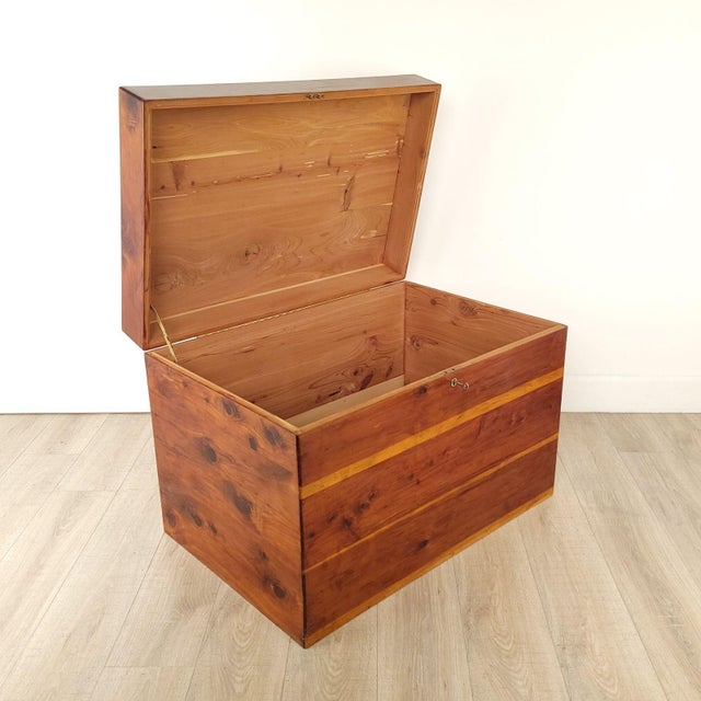 1960s Brass Mounted Camphor Campaign Trunk, Vintage For Sale - Image 5 of 9