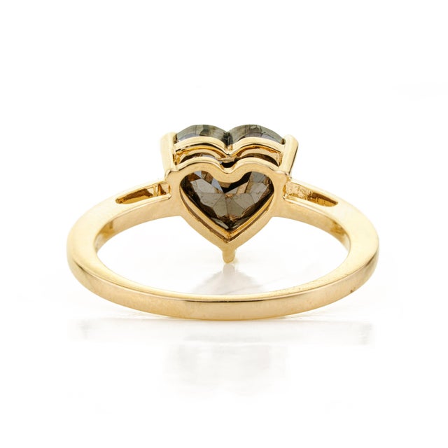 3.11 Carat Heart Shape Black Diamond Solitaire Ring Size 5.5 in 14k Gold For Sale - Image 10 of 16