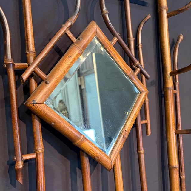 Traditional Antique Burnt Bamboo Hall Tree Coat Rack Umbrella Stand and Hat Rack For Sale - Image 3 of 8