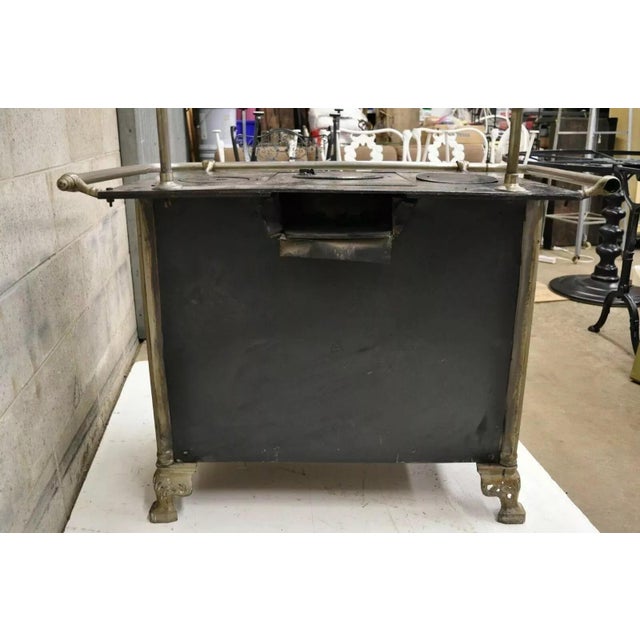 European French or Belgium Cast Iron Art Nouveau Tile Wood Coal Burning Stove For Sale - Image 9 of 11