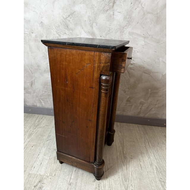 Brown Empire Marble Wooden Bedside Table For Sale - Image 8 of 11
