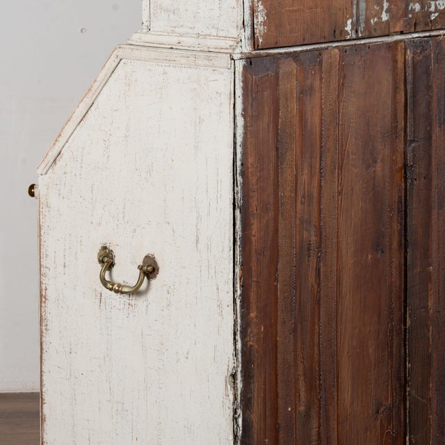 White Painted Danish Oak Tall Secretary Dated 1805 For Sale - Image 11 of 12
