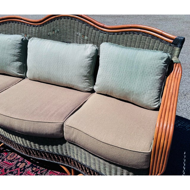 Vintage 1980s Braxton Culler Style Rattan Sofa For Sale - Image 9 of 12