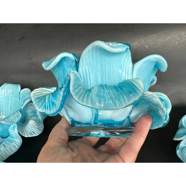Fratelli Toso Italian Murano Glass Flower Petal Bowl Candle Votive Holders For Sale - Image 14 of 18