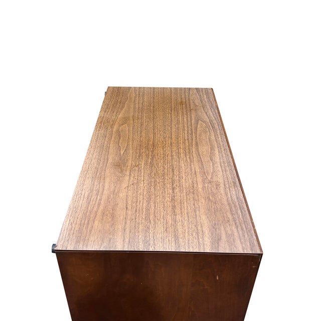 Vintage Mid Century Modern Tall Highboy Dresser in Tessellated Layered Design Chest of Drawers For Sale In New York - Image 6 of 9