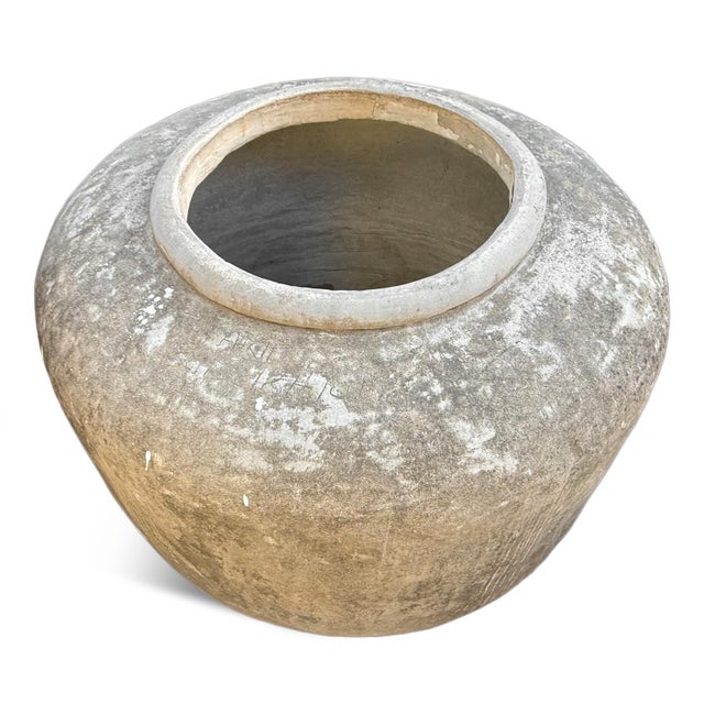 Rustic Antique Cement Outdoor Java Pot / Planter For Sale - Image 3 of 5