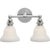 Boston Functional Double Light in Chrome with White Glass Designer: Chapman & Myers Height: 9" Extension: 9.5" Backplate:...