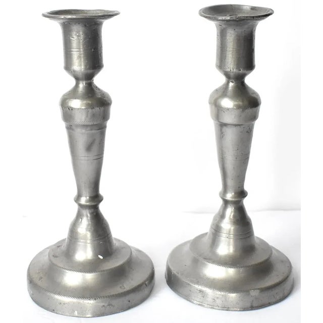 Pair of Antique 18th-Century French Pewter Candle Sticks For Sale - Image 10 of 10