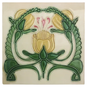 Glazed Art Nouveau Relief Tile from Helman House