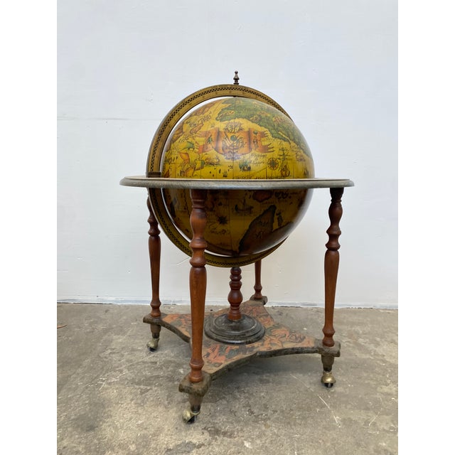 Vintage Rolling Wooden Globe Bar, Italy, 1960 For Sale - Image 14 of 14