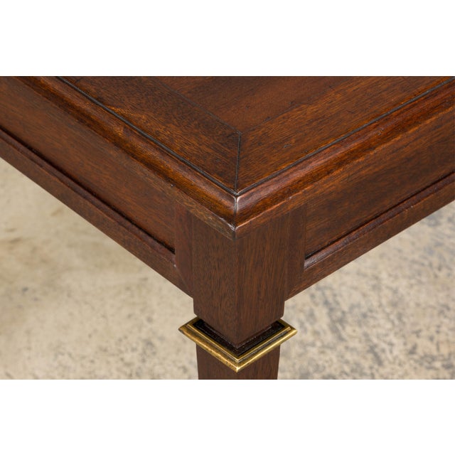 French Louis XVI Style Mahogany Coffee Table With Brass Sabots, Mid-20th Century For Sale - Image 10 of 16