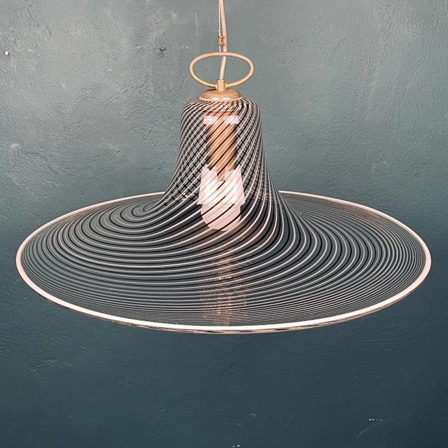1970s Vintage Swirl Murano Pendant Lamp, Italy, 1970s For Sale - Image 5 of 13
