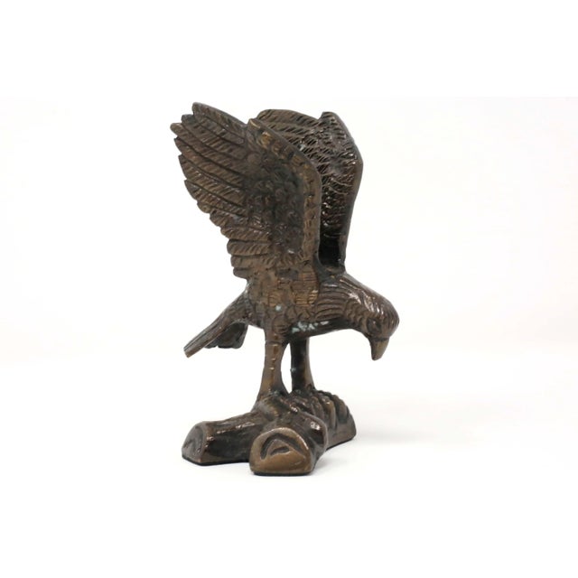 Metal Mid-Century Bronze Eagle Figure For Sale - Image 7 of 7
