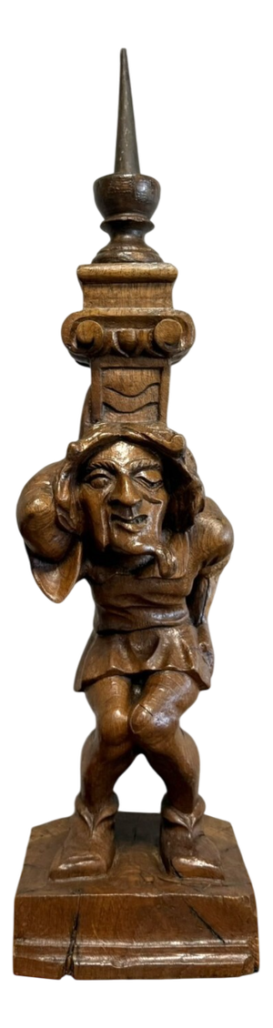 Carved Wooden Figurative Candlestick
