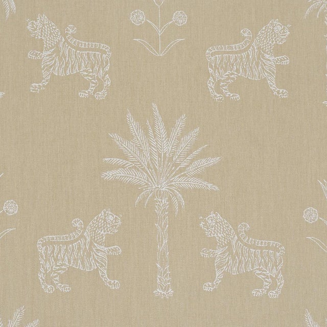 Traditional Schumacher Tiger Palm Silhouette Outdoor Fabric In Mistral Sand For Sale - Image 3 of 5