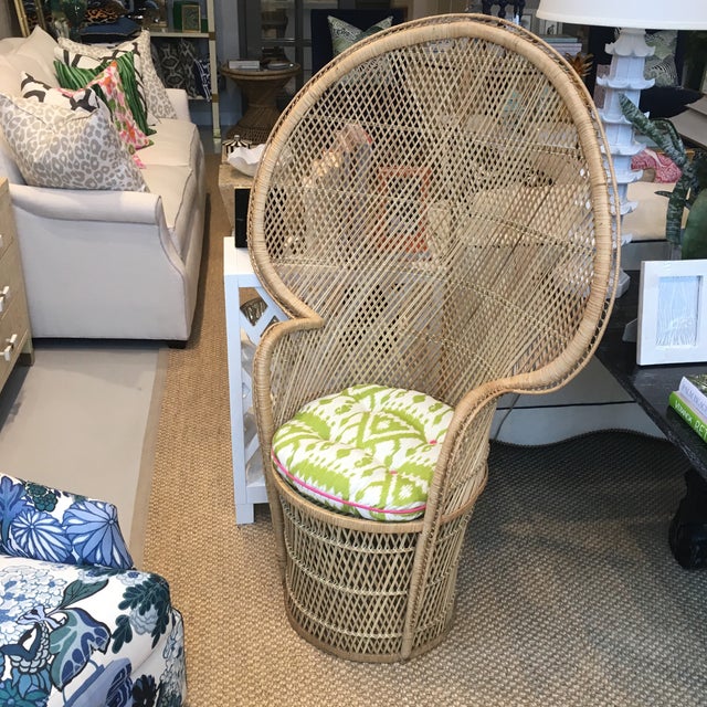 Vintage High Back Peacock Wicker Chair Chairish