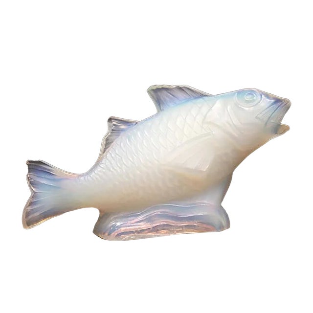 Opalescent Glass Carp Sculpture from Sabino, 1930s For Sale