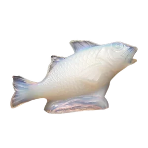 Opalescent Glass Carp Sculpture from Sabino, 1930s
