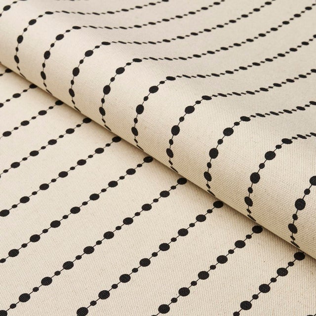SAMPLE - Schumacher x Neisha Crosland Beaded Stripe Fabric In Black And Cream For Sale