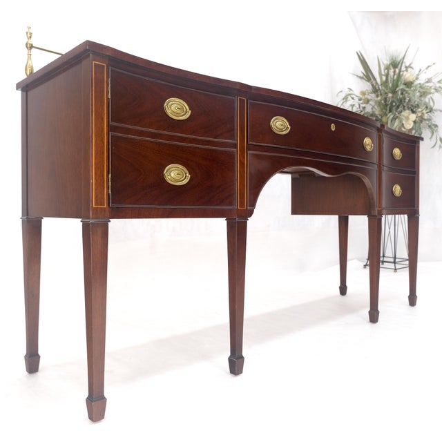 Mid-Century Modern Kindel Brass Gallery Top 3 Drawers 1 Door Mahogany Federal Style Sideboard MINT For Sale - Image 3 of 14