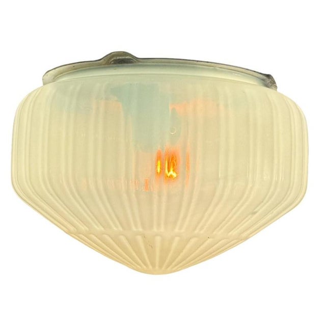 Art Deco Ceiling Lamp with Opaline Glass and Metal Mount, Czechoslovakia, 1960s For Sale - Image 10 of 10