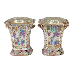 Chinese Export Famille Rose Bough Pots - a Pair