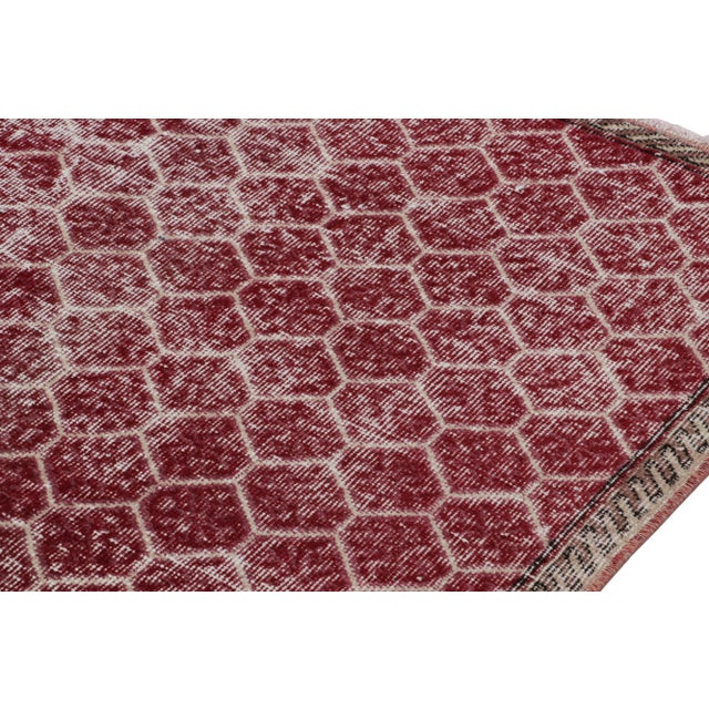 Vintage Zeki Müren Rug in Burgundy With Geometric Patterns, From Rug & Kilim For Sale In New York - Image 6 of 7