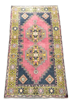 1960's Vintage Handmade Turkish Wool Rug-3'8'x6'8"