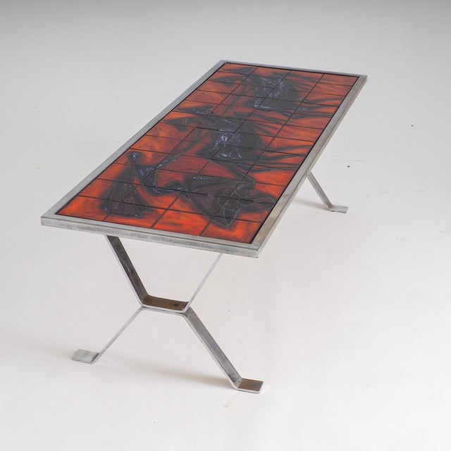 Red Mid-Century Modern Tiled Coffee Table from Bayer, 1960s For Sale - Image 8 of 14