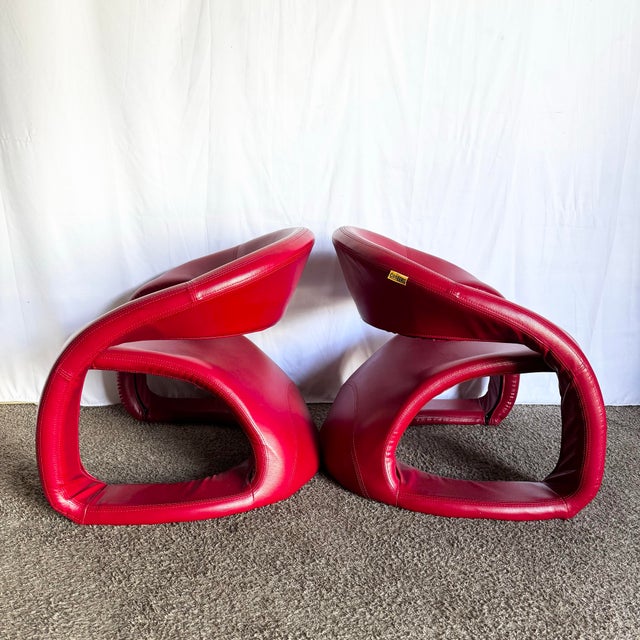 Postmodern Sculptural Red Tongue Lounge Chairs - A Pair For Sale In Miami - Image 6 of 12
