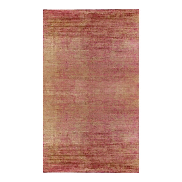 Rug & Kilim’s Oversized Contemporary Rug in Red and Gold Striations For Sale