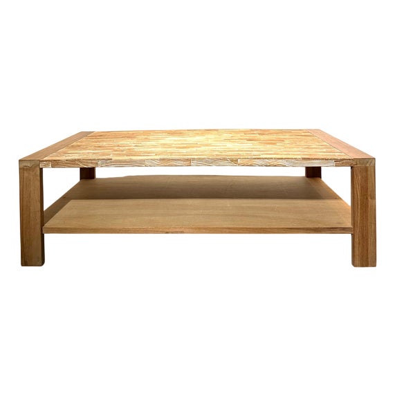 Vintage Teak Coffee Table with Lower Shelf For Sale