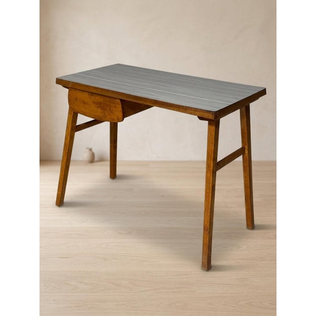 Vintage Brown Wooden Desk, 20th Century For Sale - Image 3 of 9