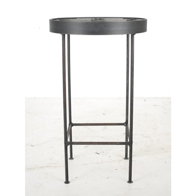 Wichita Water Dept. Water Meter Cover Stool Side Table For Sale - Image 10 of 11