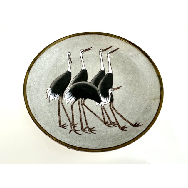 Vintage Hand-Decorated Porcelain Bowl With Cranes by Nora Fenton Hong Kong For Sale In Little Rock - Image 6 of 11