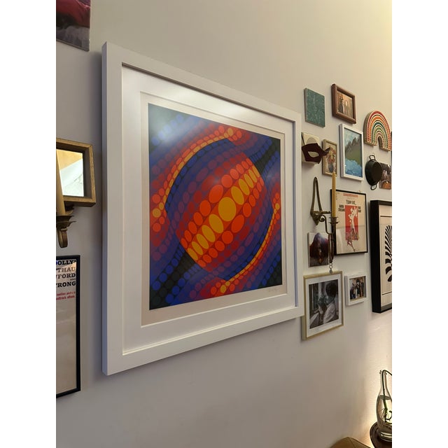 Mid-Century Modern Victor Vasarely Signed & Numbered Serigraph – "Planeta" (1972-1979) For Sale - Image 3 of 7
