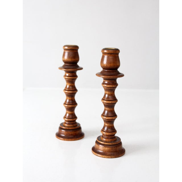 Vintage Modular Wood Candlestick Holders Pair For Sale - Image 9 of 18