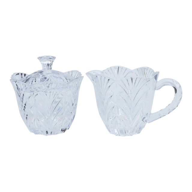 Vintage Crystal Sugar & Creamer- S/2 For Sale