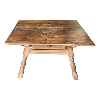 19th Century Swedish Oak Table With Drawer For Sale