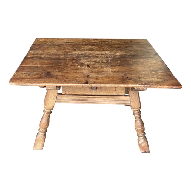 19th Century Swedish Oak Table With Drawer For Sale