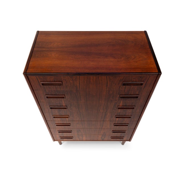 Brown Danish Mid-Century 7 Drawer Rosewood Tallboy Dresser 1960s For Sale - Image 8 of 8
