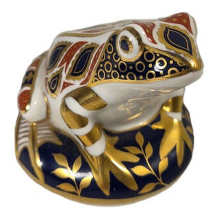 Vintage MCM Royal Crown Derby England Imari Frog Figurine For Sale