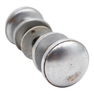 Vintage 1.75 In. Brushed Steel Passage Door Knob Set For Sale