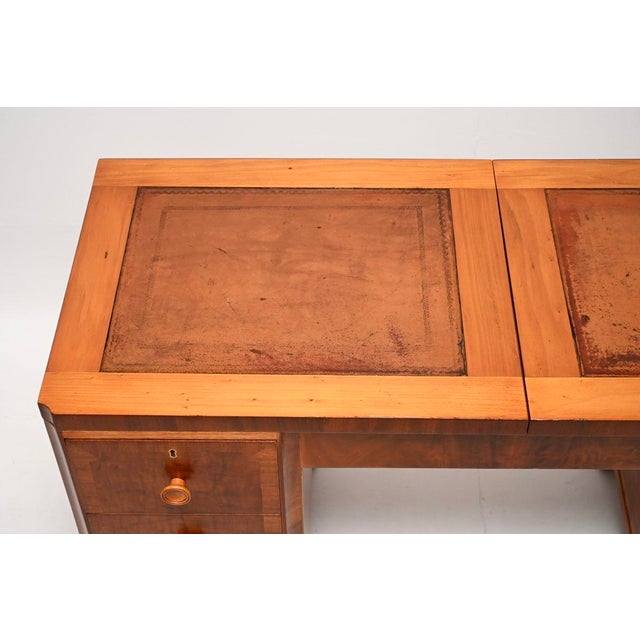 Brown Art Deco Figured Walnut Leather Top Desk, 1930 For Sale - Image 8 of 11