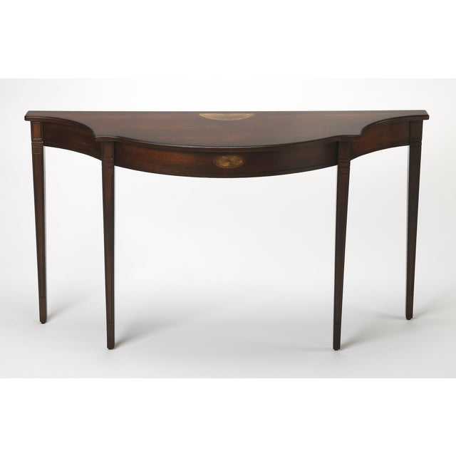 Spritely Home Accent Furniture Chester 54 in. W Demilune Wood Traditional Console Table, Cherry For Sale - Image 4 of 4
