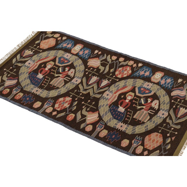 Traditional Antique Swedish Rollakan Tapestry With Pictorials and Florals, From Rug & Kilim For Sale - Image 3 of 6