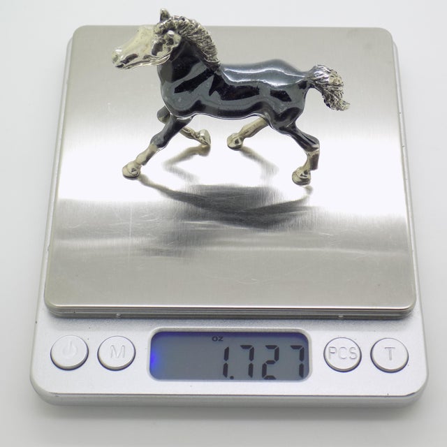 Vintage Italian Handmade Genuine Sterling Silver 925 Darkened Horse Large Figurine For Sale - Image 9 of 10